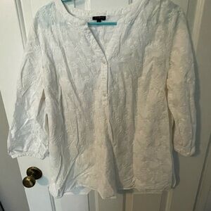 Talbots White Textured Blouse